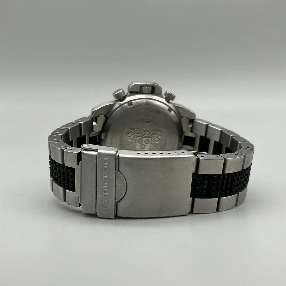 Hamilton Khaki Mens Watch 36mm Chronograph 6313 Black Dial New Battery 7